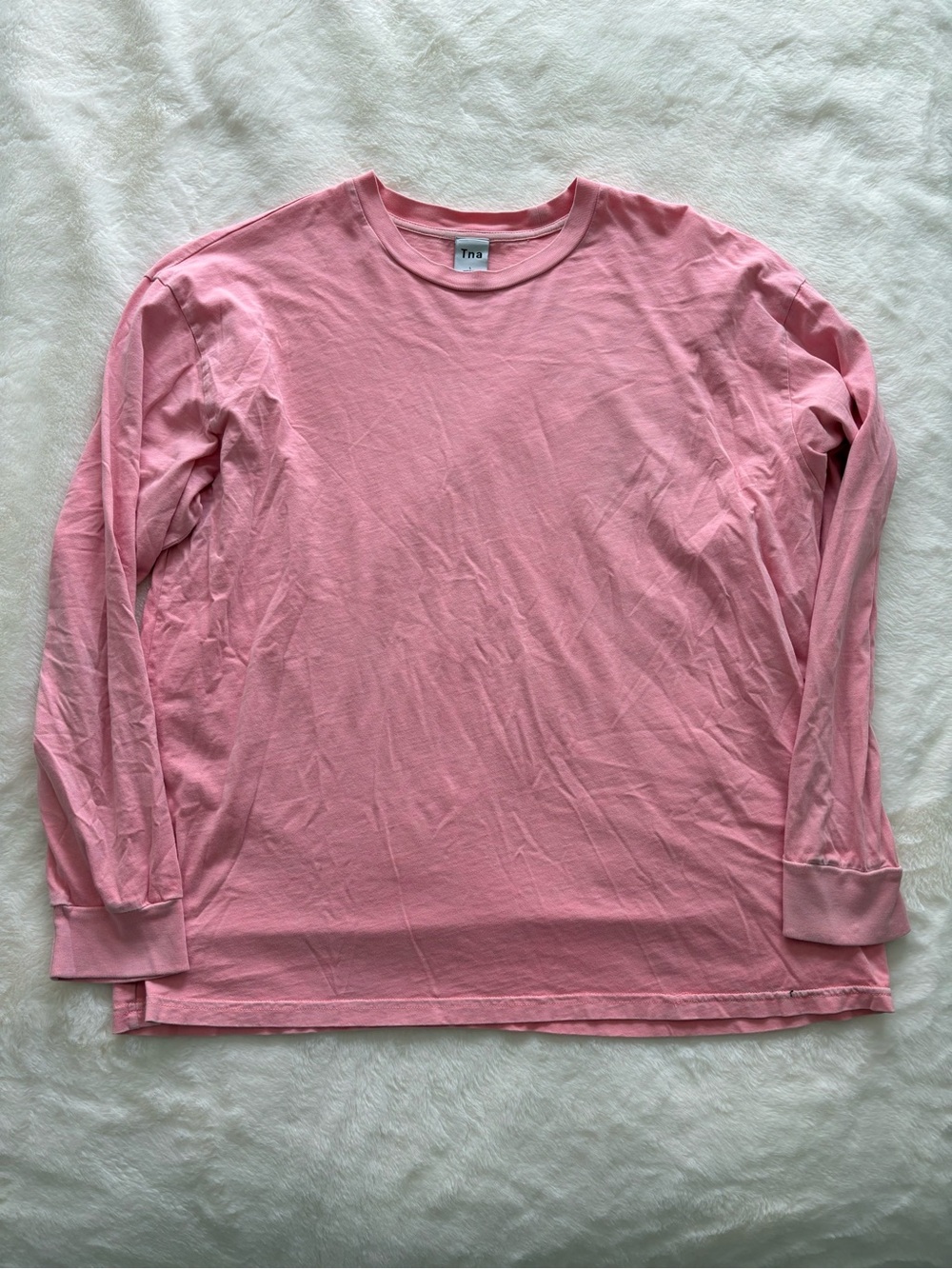 TNA Long-Sleeve Crewneck Tee in Light Pink